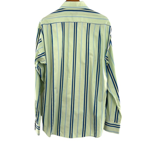 Luchiano Viscotti Long Sleeve Striped Button Up Shirt 2 Ply Mercerized Cotton XL - Picture 3 of 10